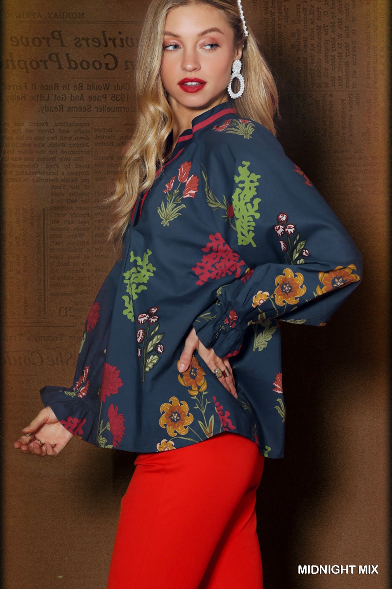 UMGEE Midnight Mix Open Collar Top