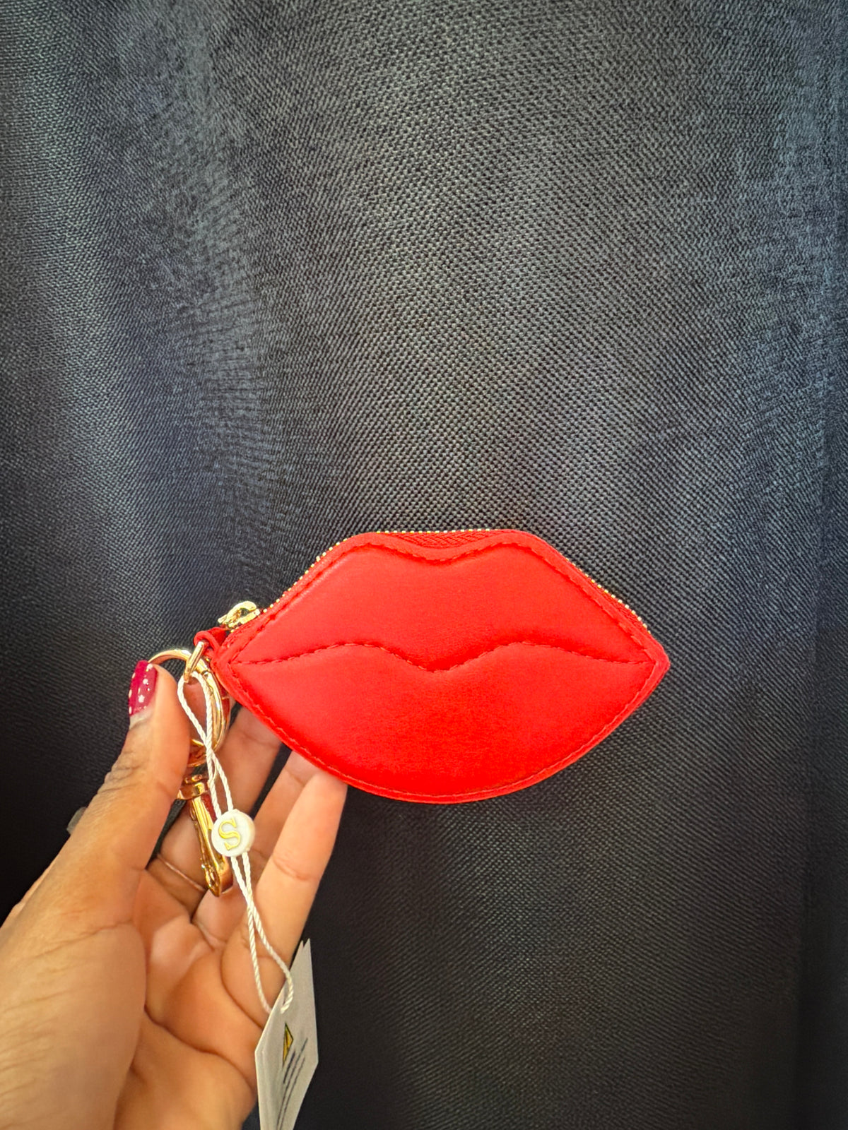 Kisses Zip Pouch Bag Charm (Red)