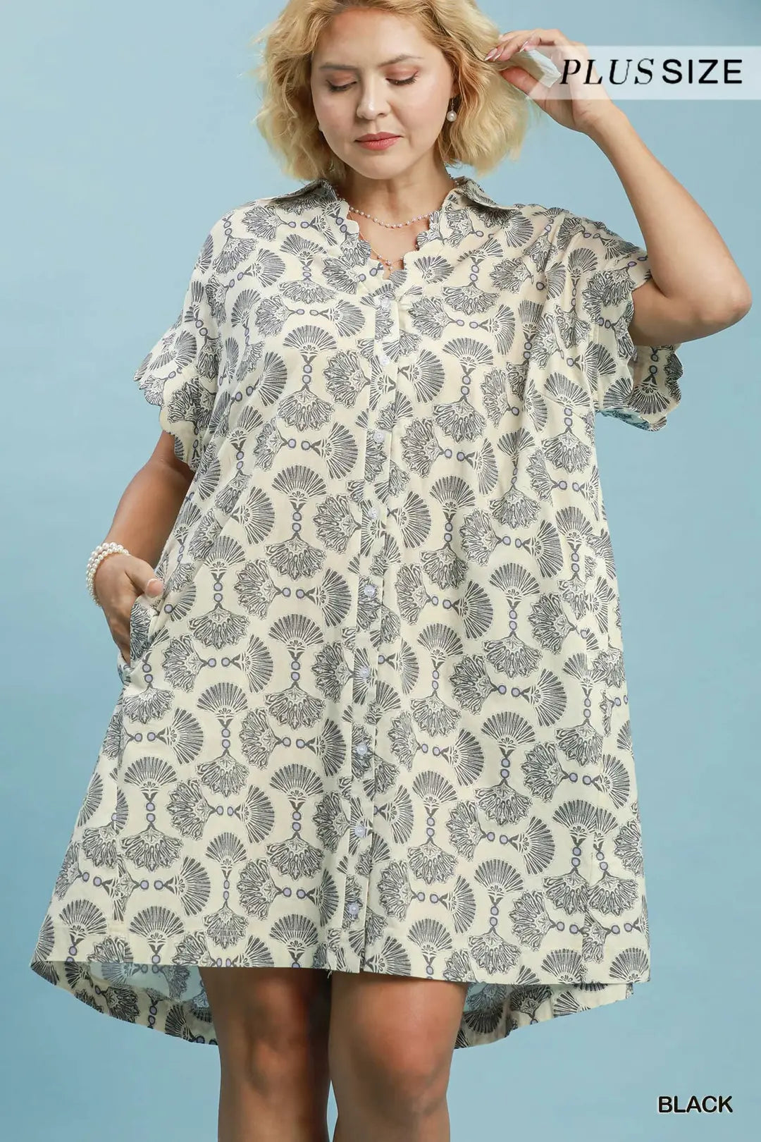 Printed Button Front PLUS Dress