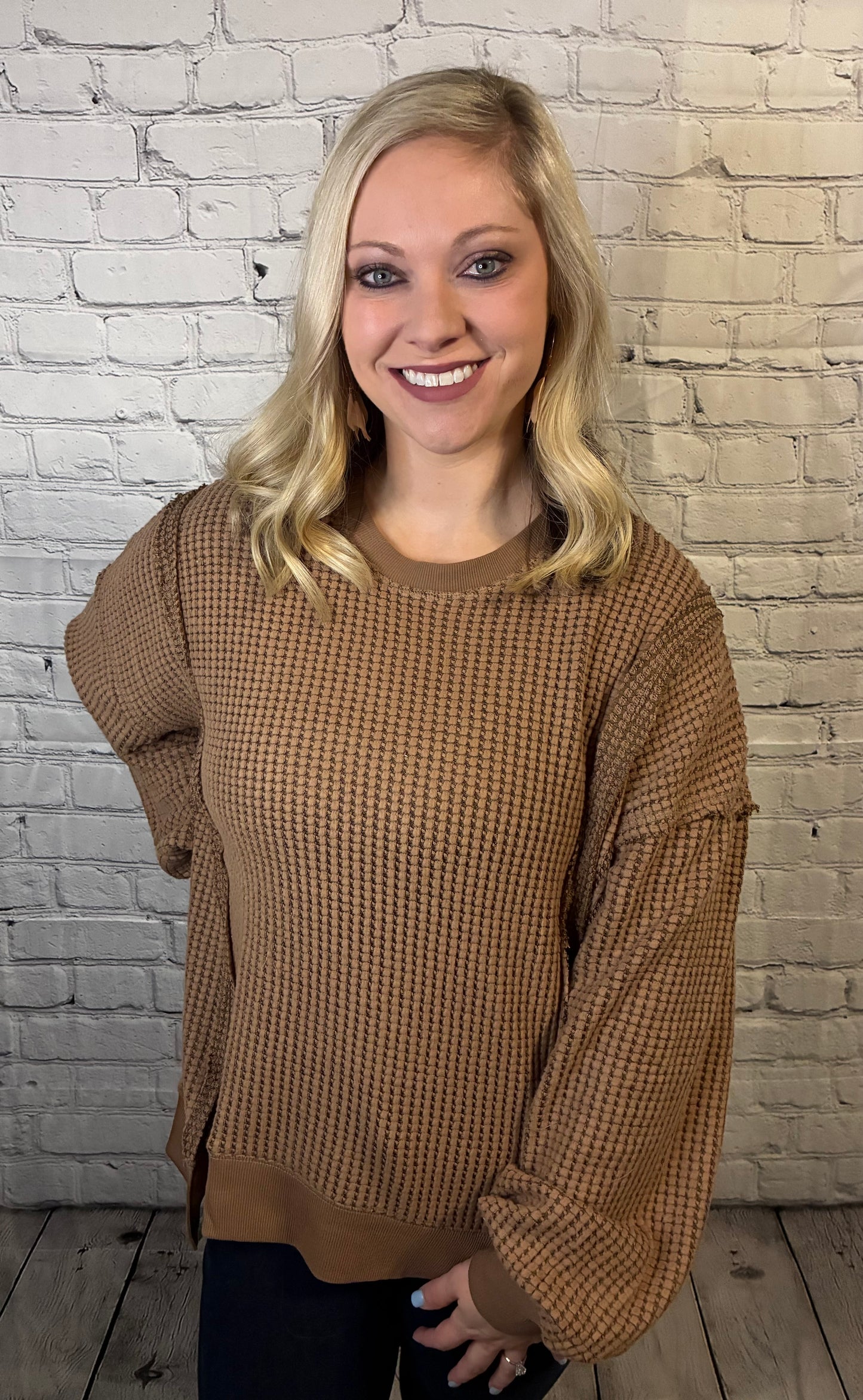 Oversized Waffle Knit Top