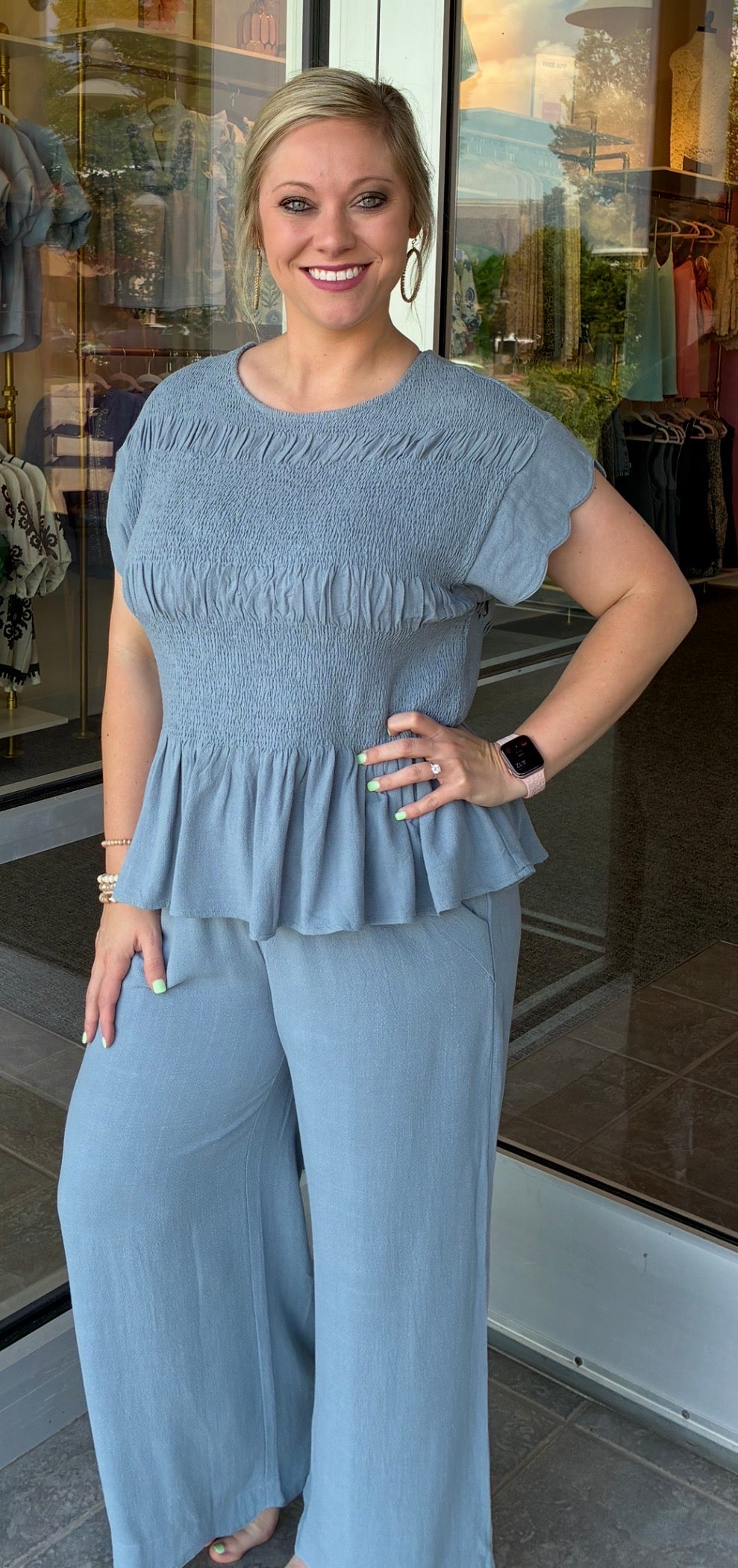 Slate Blue Linen Set