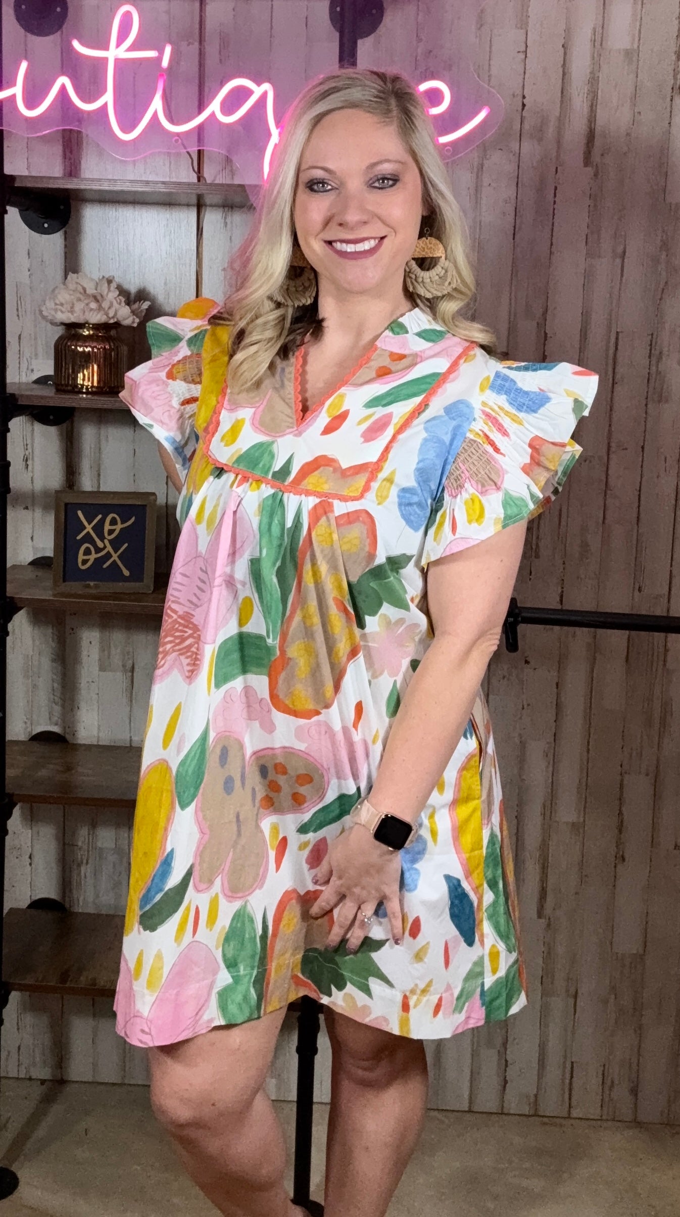 Abstract Ruffle Dress by Umgee