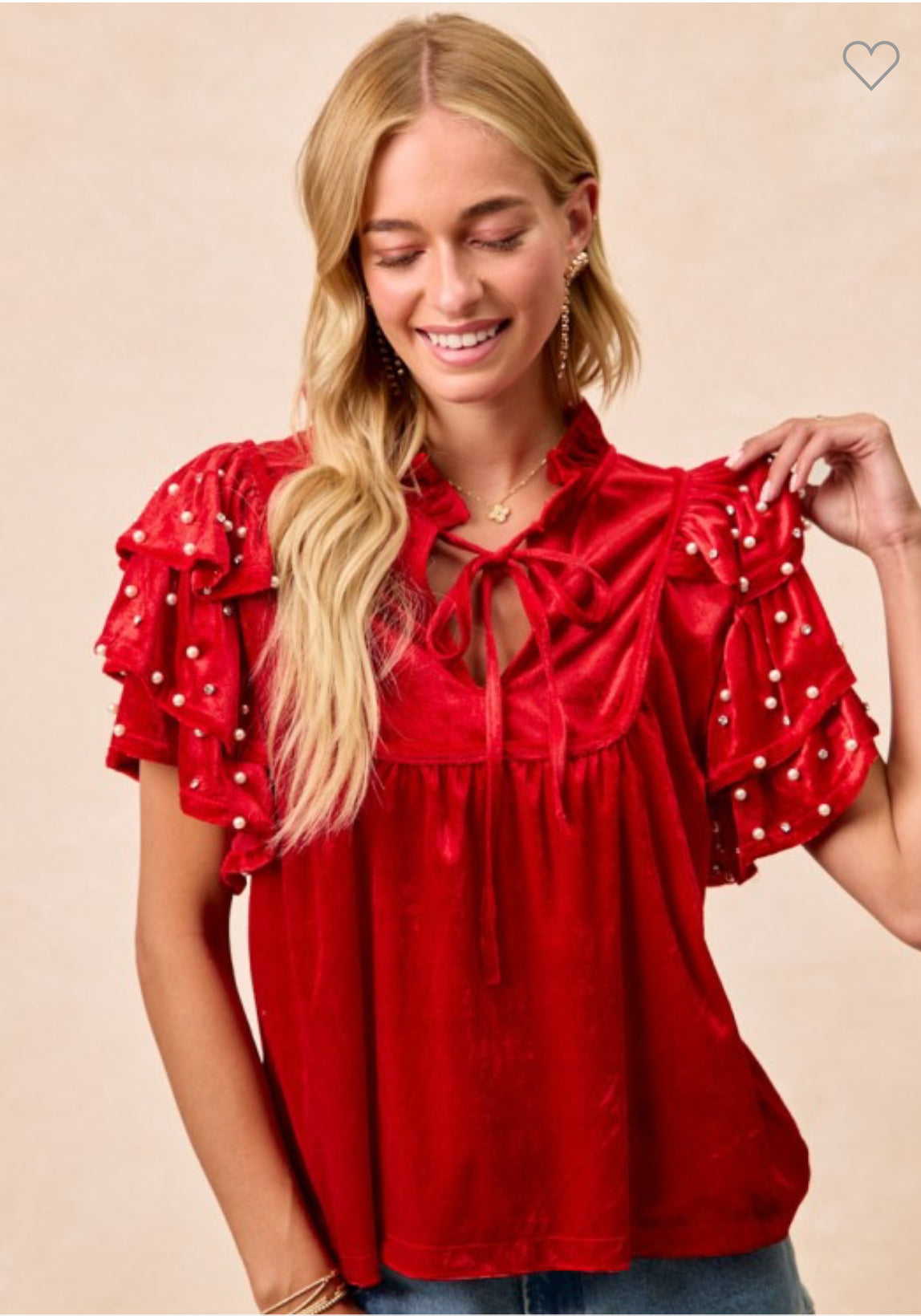 Red Velvet with Pearl Top