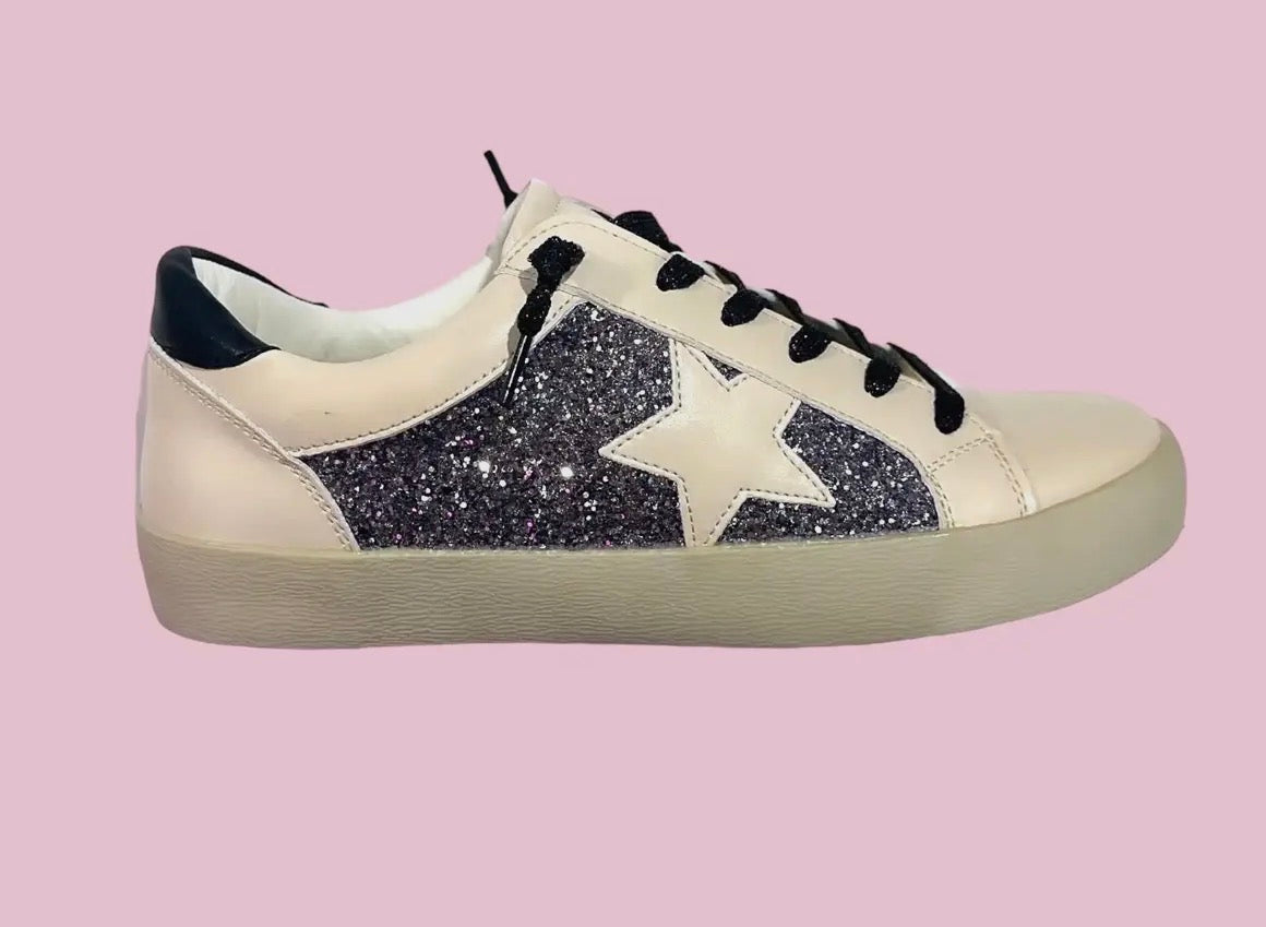 Tan Pewter Glitter Sneaker