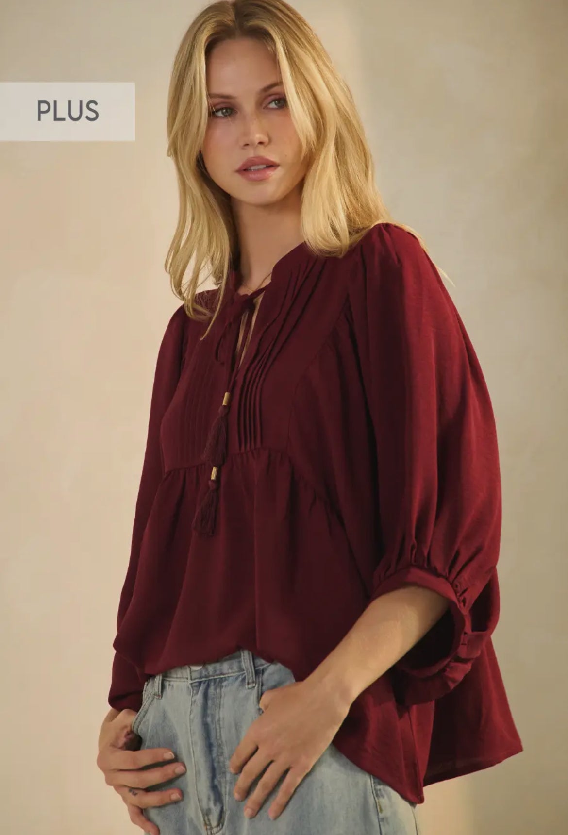 PLUS Flowy Burgundy Blouse