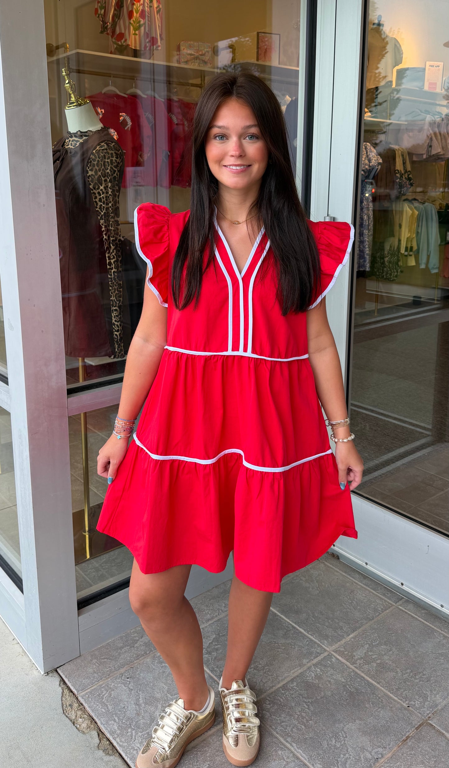 Red & white dress