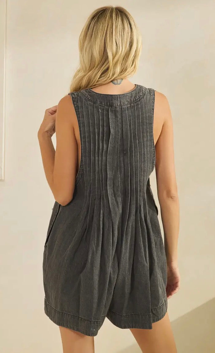 All Over Pearl Denim Romper