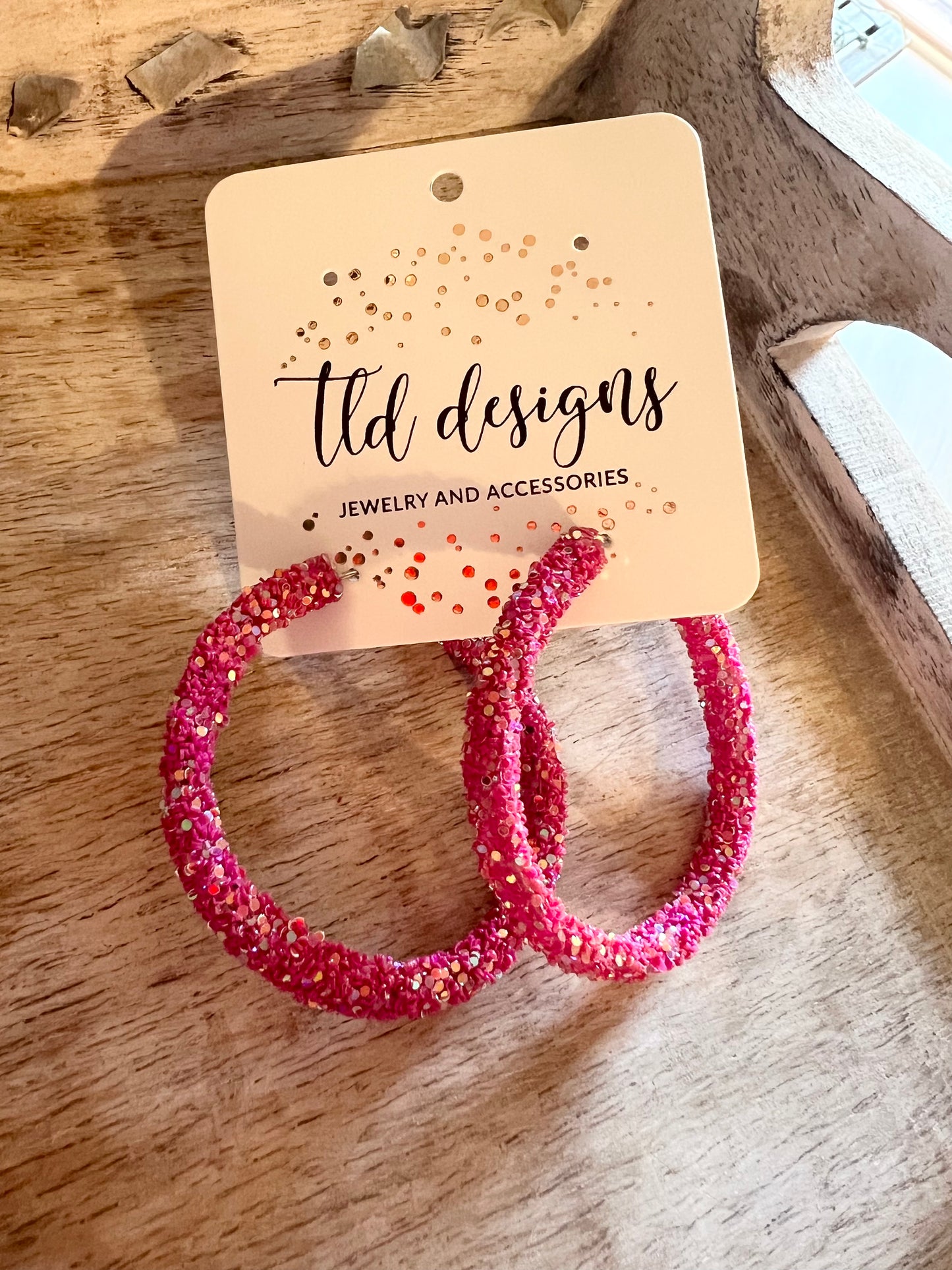 Pink Glitter Hoops