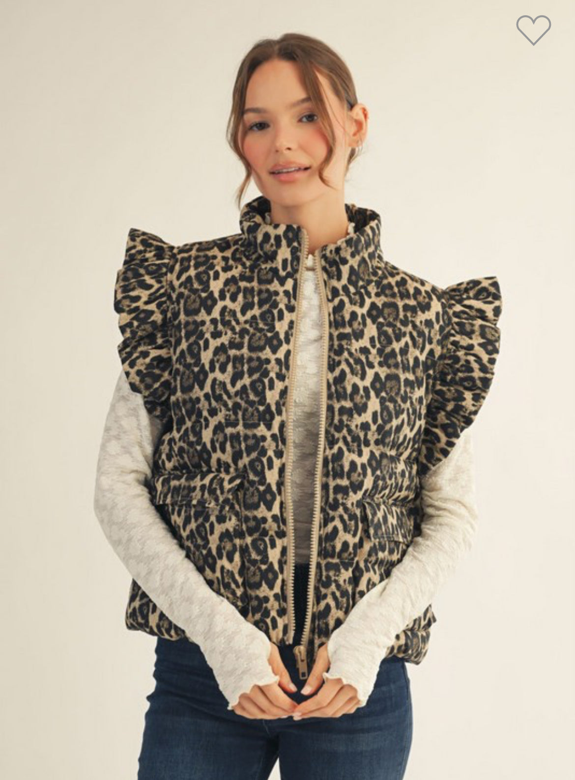 Ruffled Cap Sleeve Leopard Vest