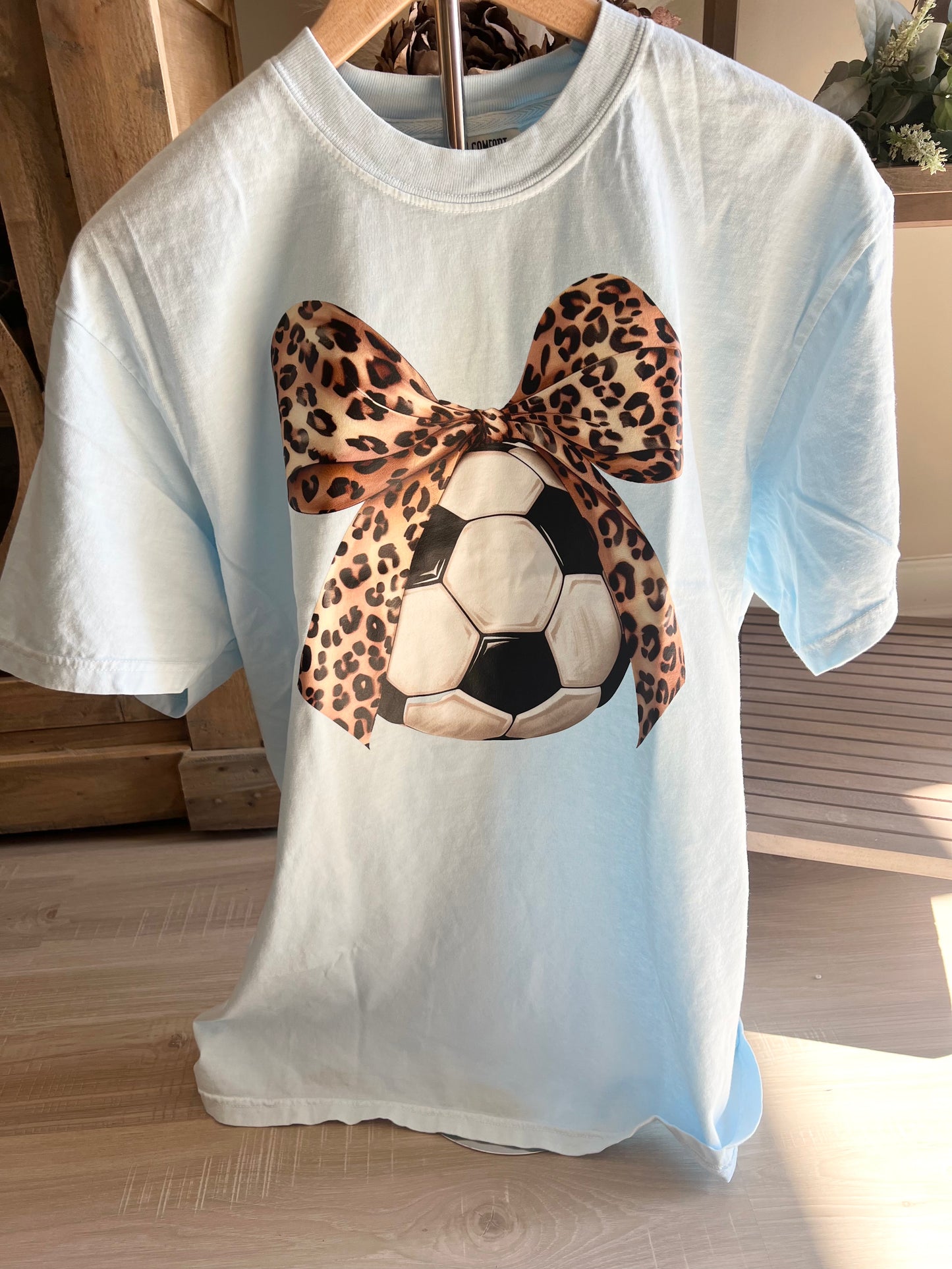Blue Soccer with Bow Tee