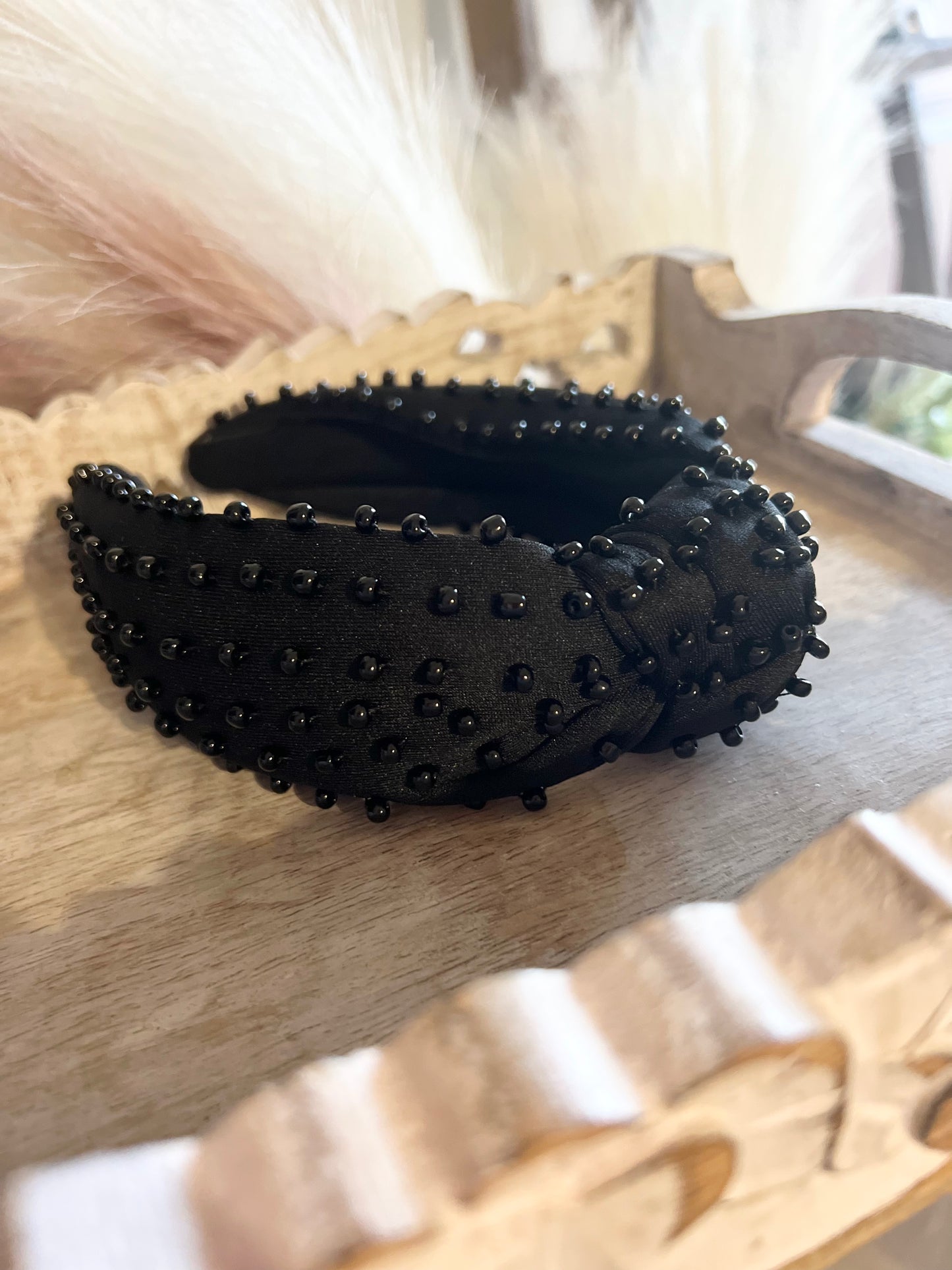 Black Pearl Beaded Headband