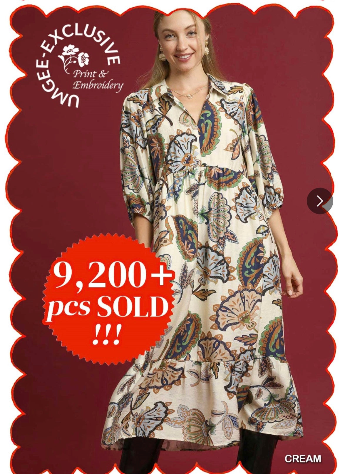 Cream Boho Paisley Maxi PLUS