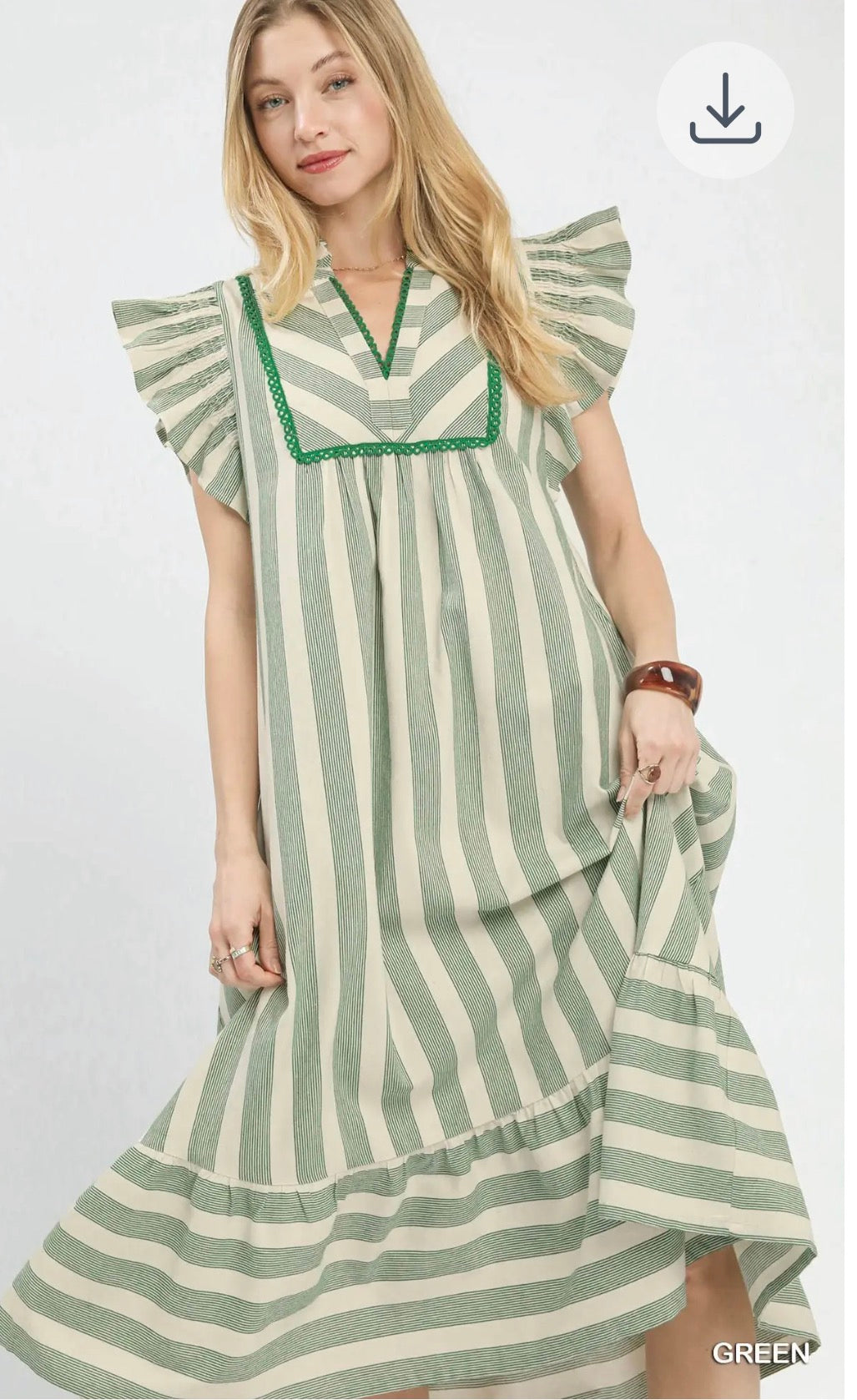 Sage Striped Tier Maxi