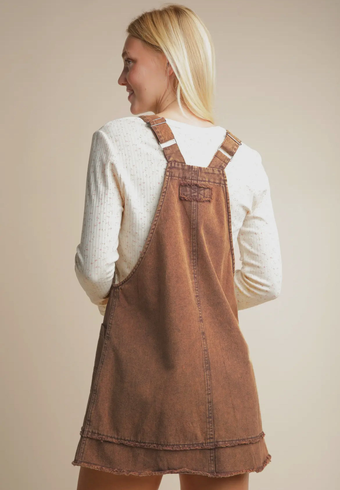 Washed Denim Overall Mini Dress