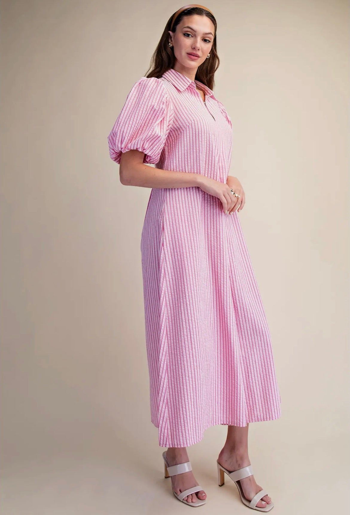 Pink Striped Midi