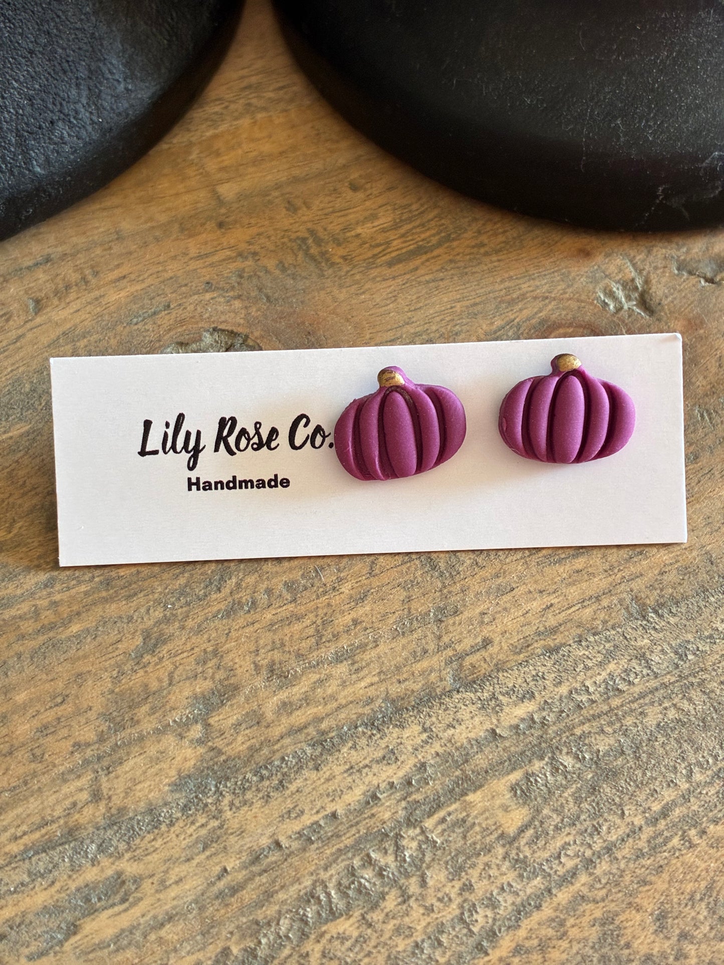 Dark Mauve Pumpkin Studs