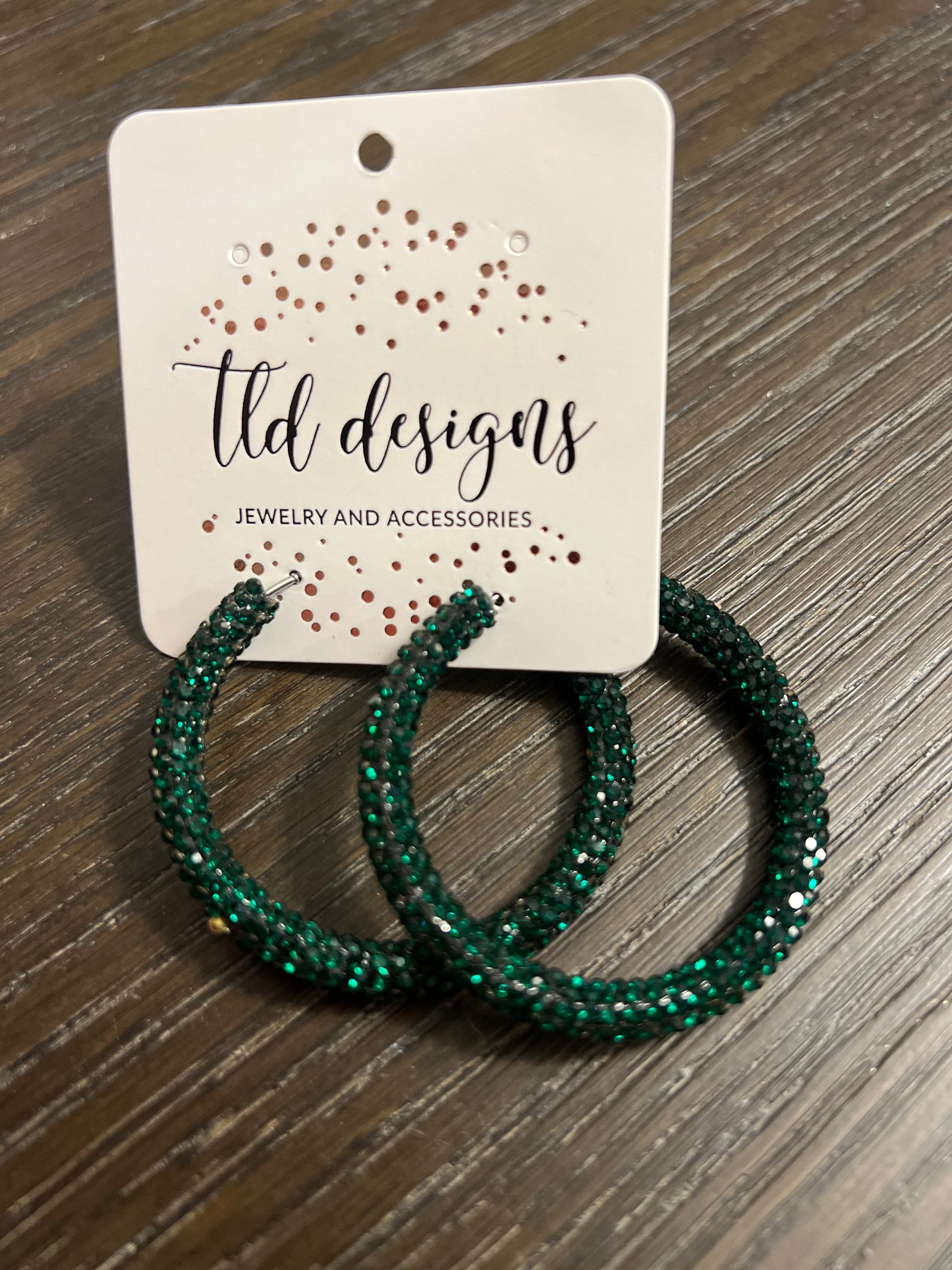 Hunter Green Glitter Hoops