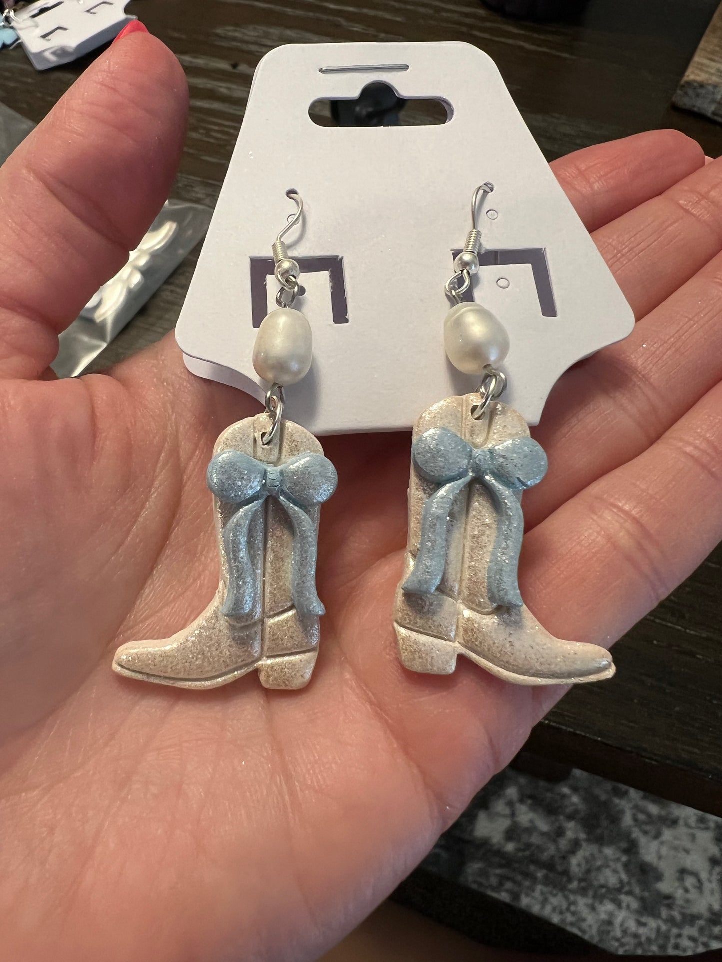 Blue & White Shimmer Boots