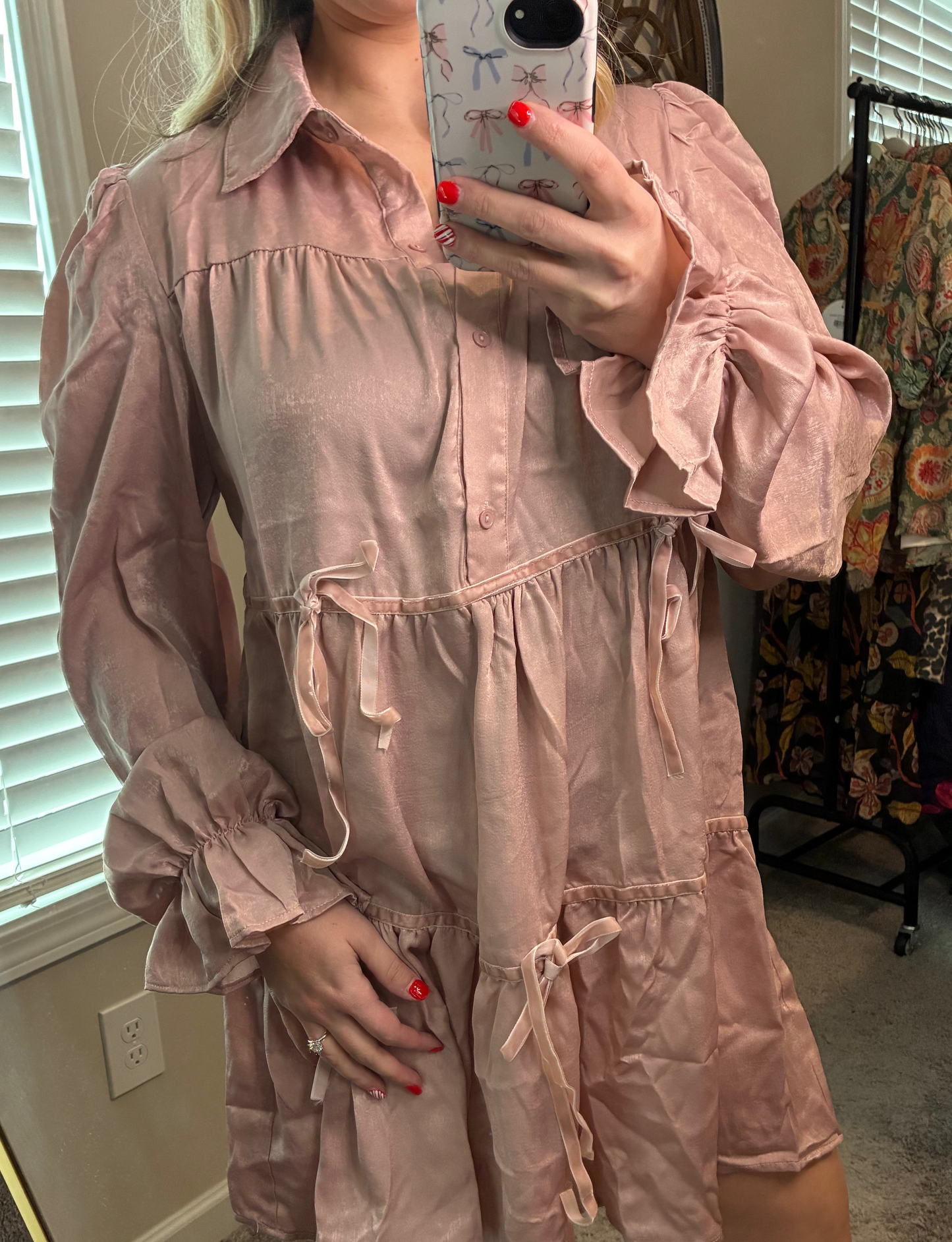 Mauve Pink Bow Dress