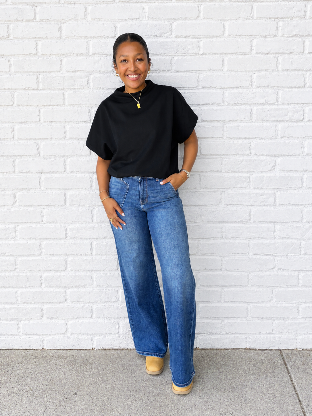 Black mockneck top