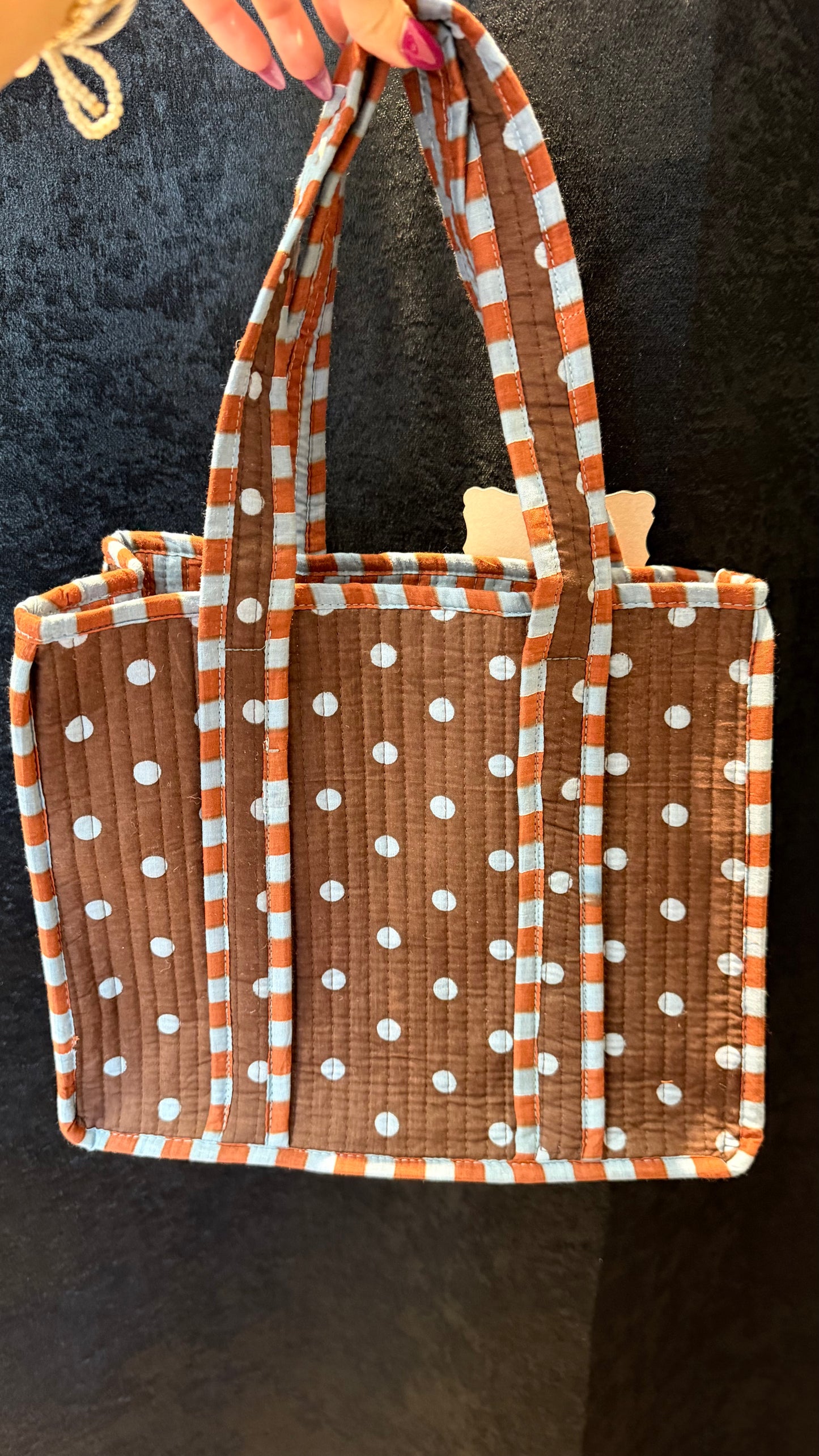 Small chocolate chip tote bag