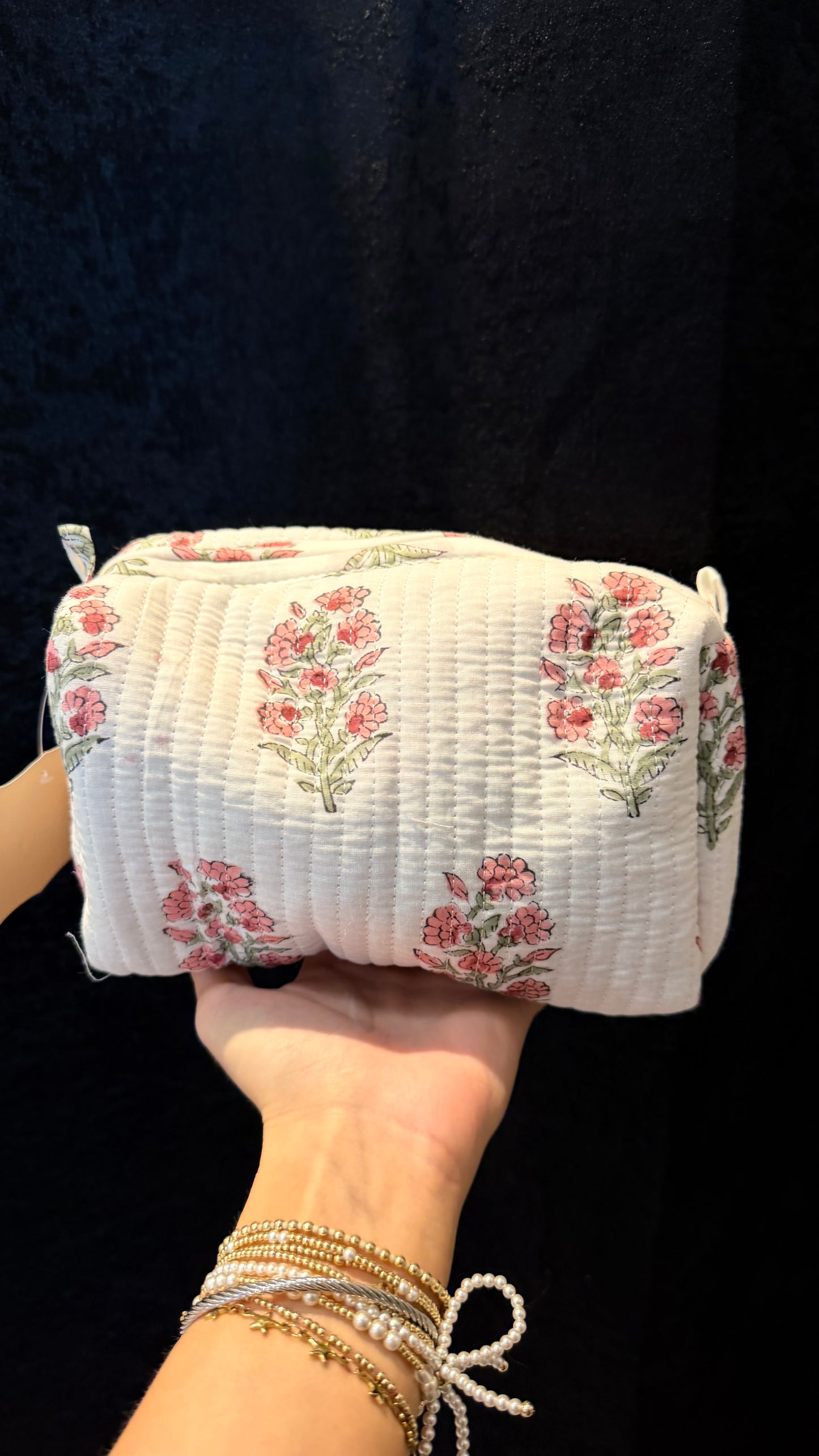 Medium pink posies toiletry bag
