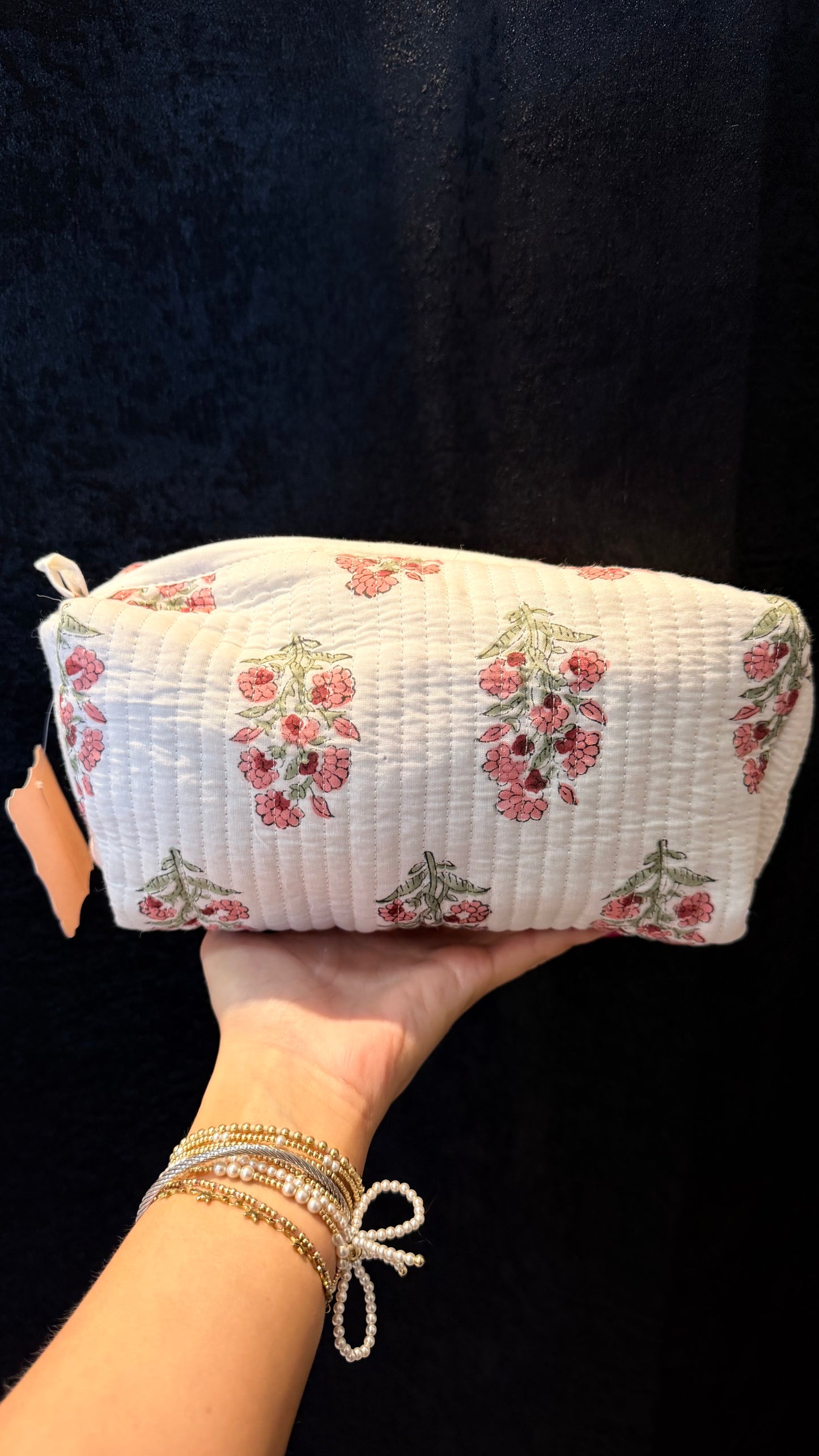 Large pink posies toiletry bag