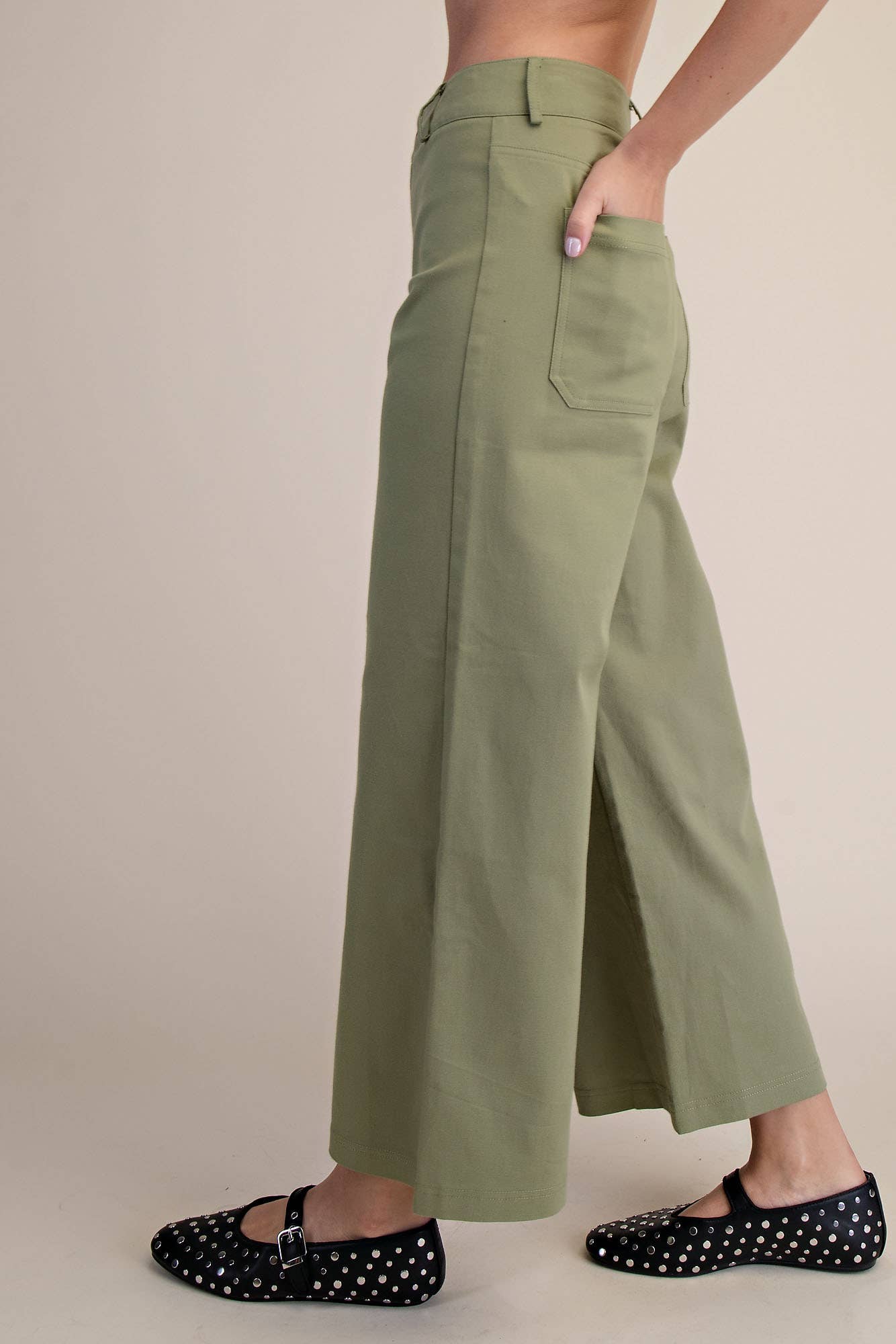 Glam - High Waist Wide Pants: Pink, S