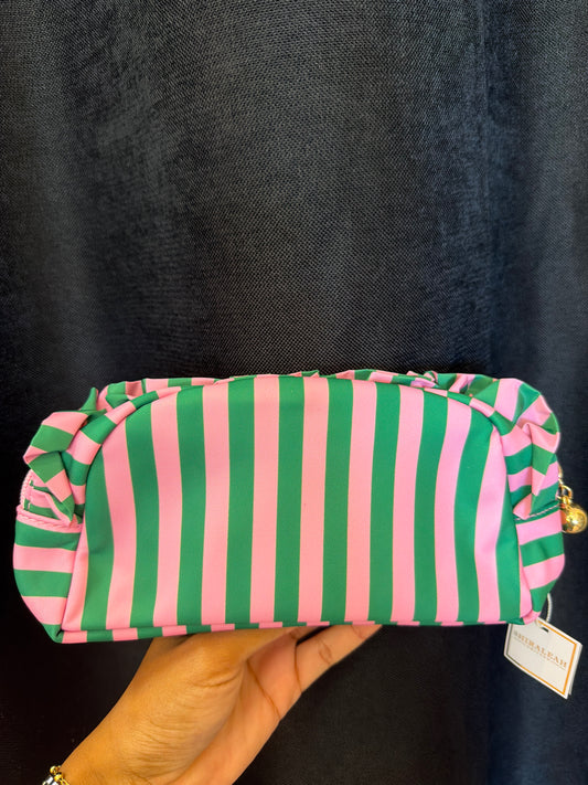 Green/Pink  Striped Zip Pouch
