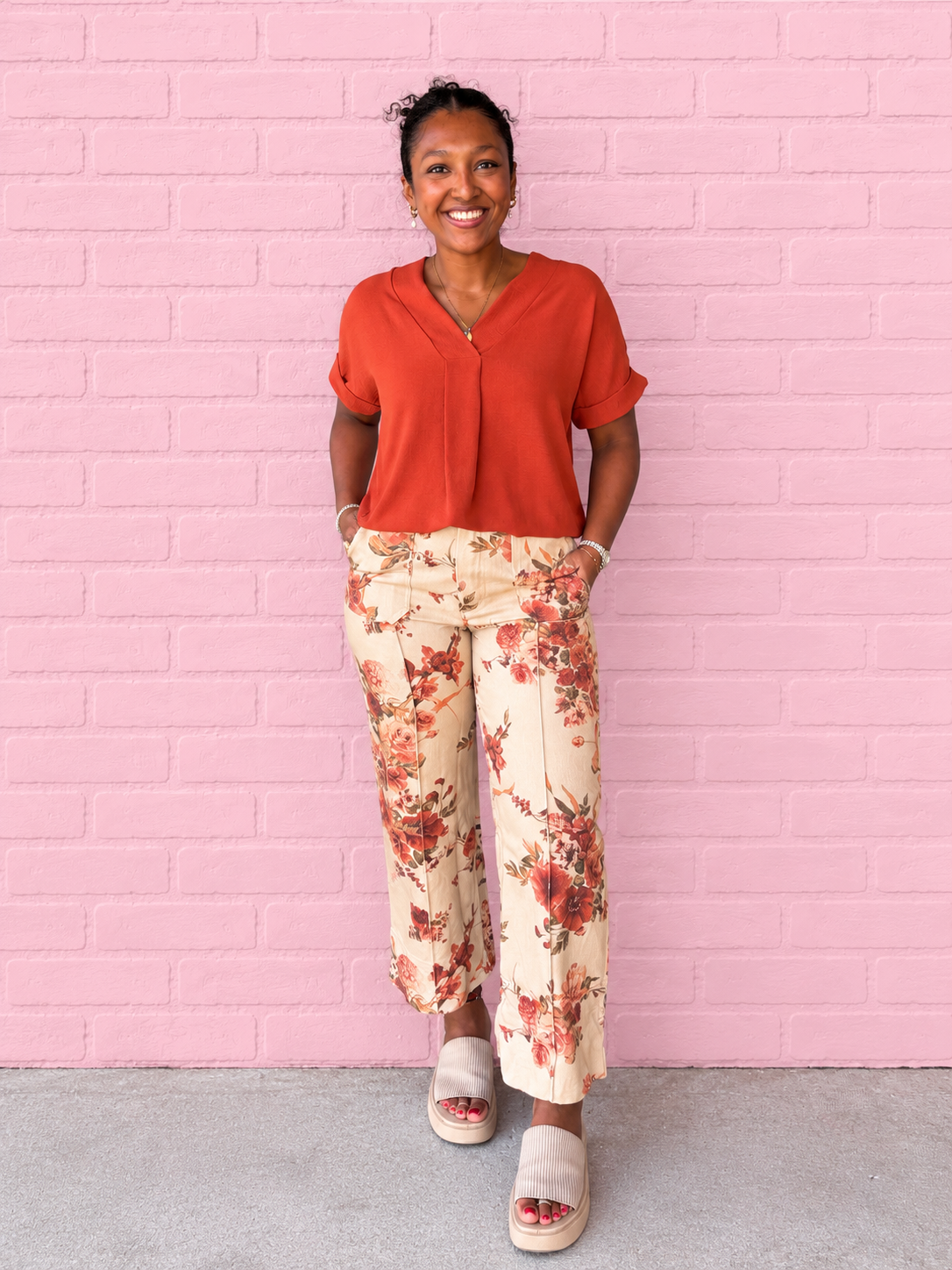Taupe Floral Pant