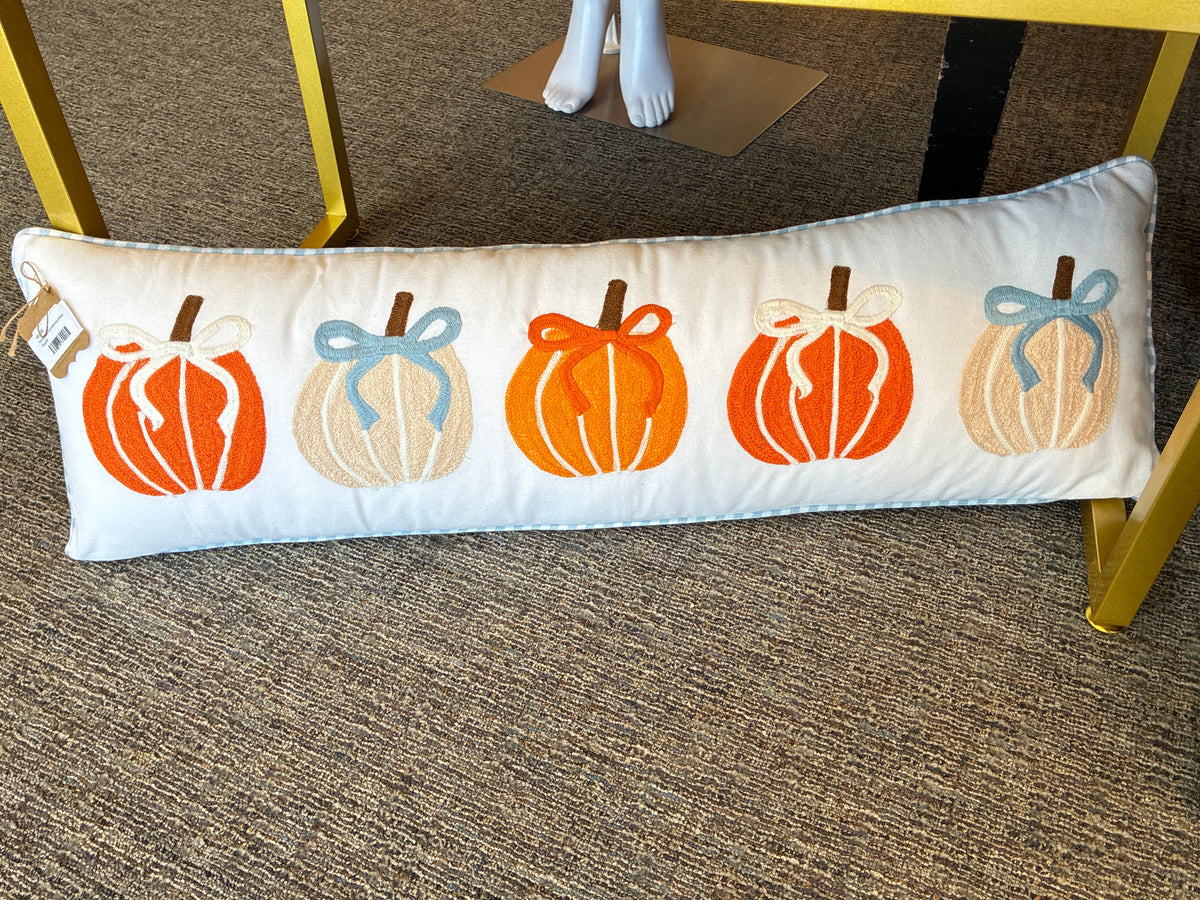 Pumpkin embroidered pillow