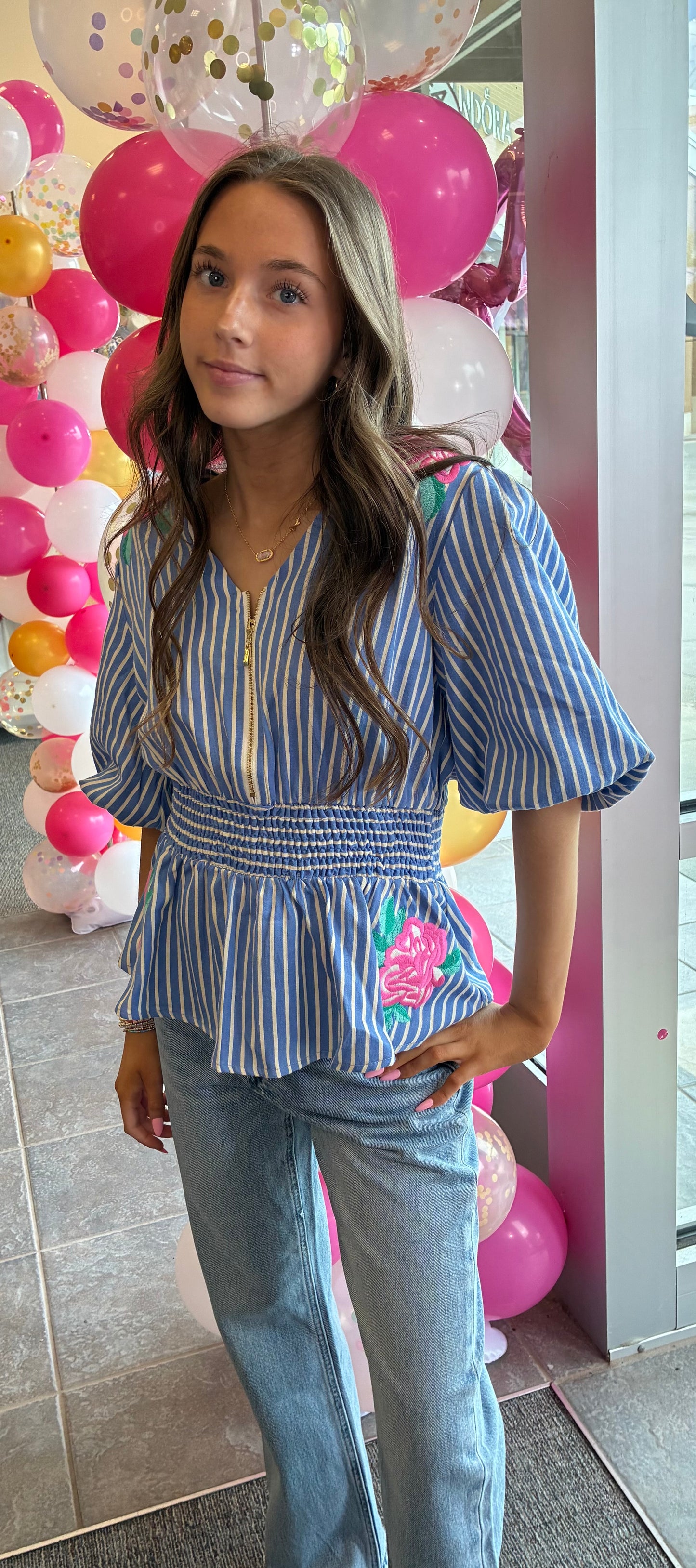 Blue half zip striped by Voy