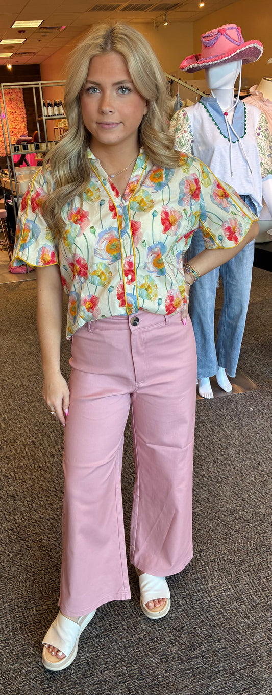 Cream Floral Button Down by Umgee