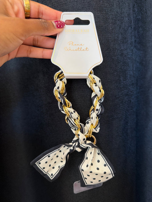 Black Polka Dot Phone Wristlet