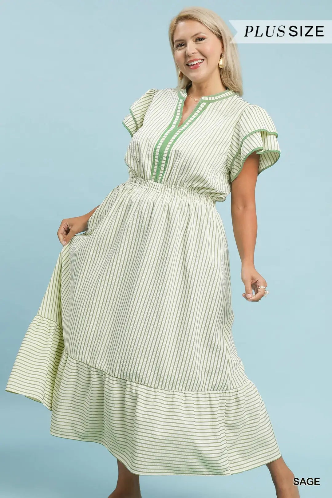 Striped Sage Flutter Maxi PLUS