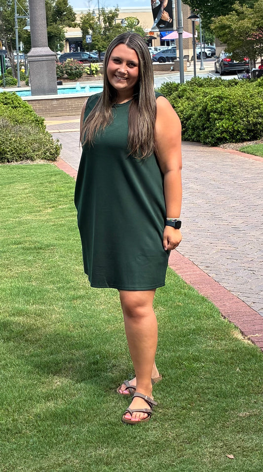 Hunter Green Sleeveless Dress