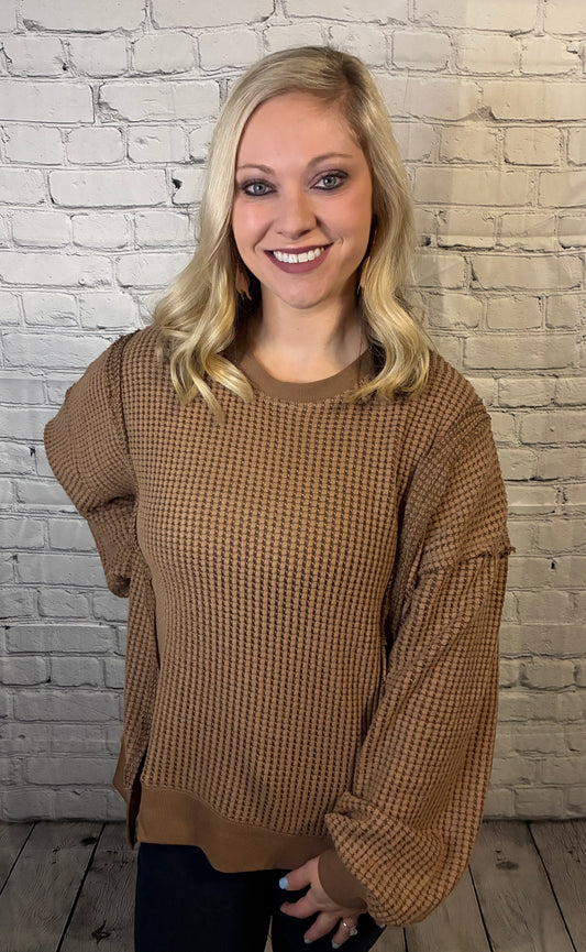 Oversized Waffle Knit Top