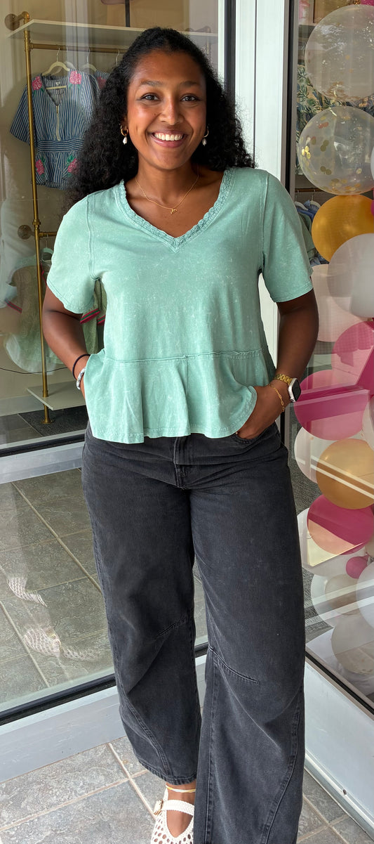 Sage Baby doll top