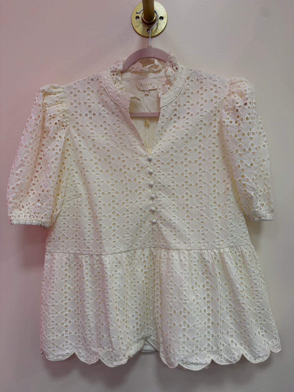 Cream Eyelet top