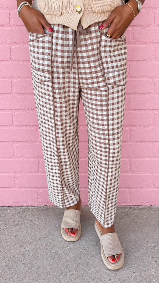 Gingham Barrel Pants