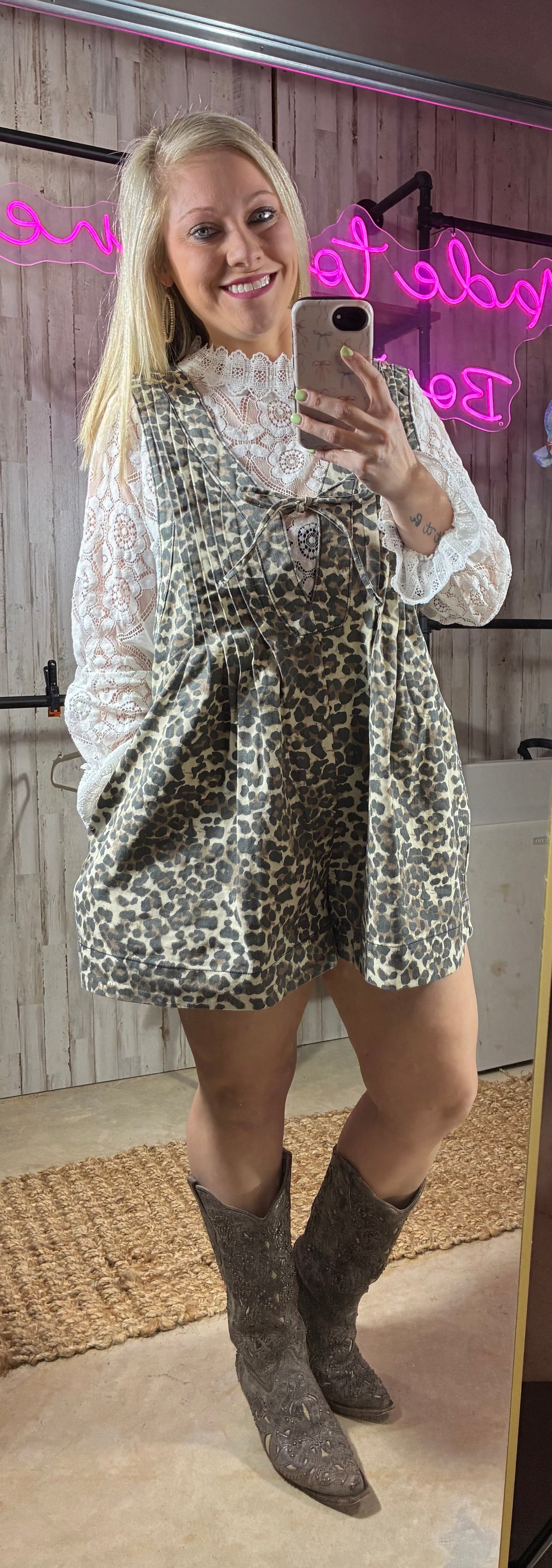 Leopard Denim Romper