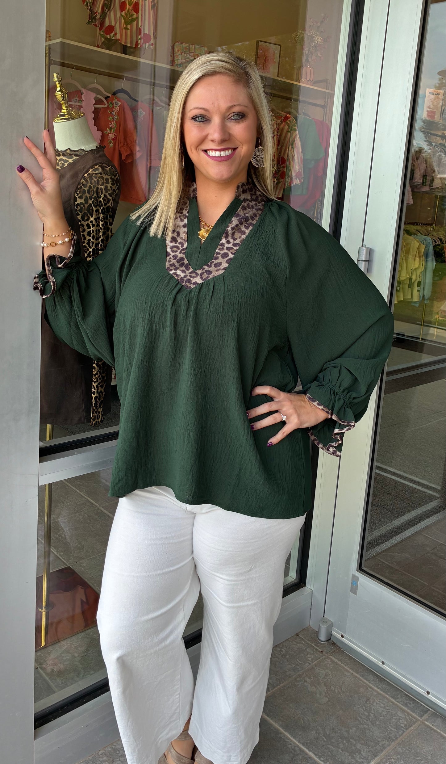 Green with Cheetah Top
