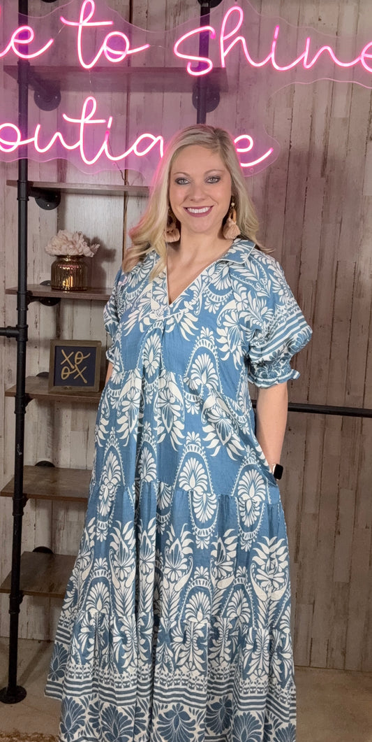 UMGEE Blue Patterned Maxi