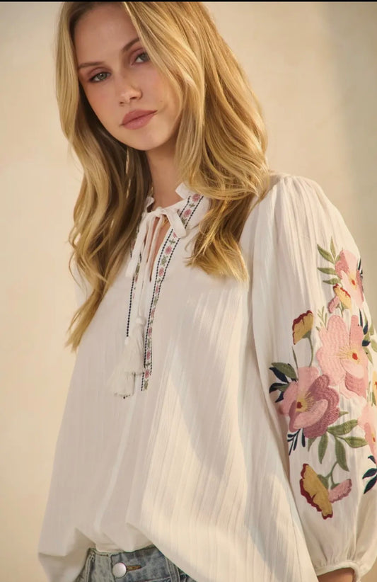 PLUS White Embroidered Top