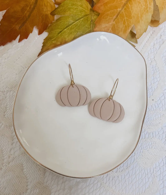 Tan Pumpkin Hoop Earrings