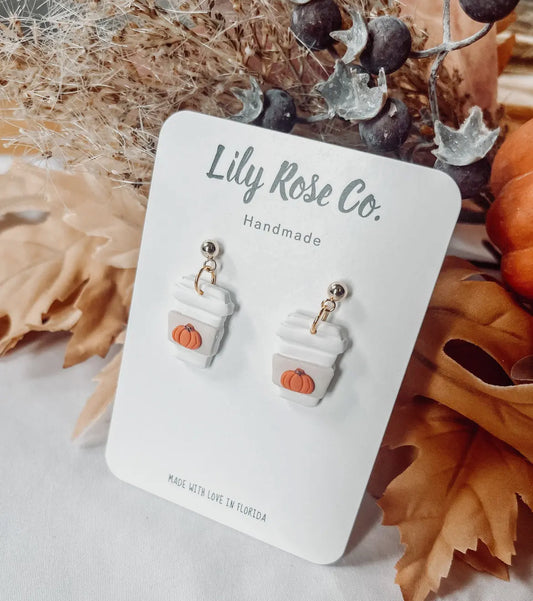 Hot Coffee Pumpkin Dangle Earrings