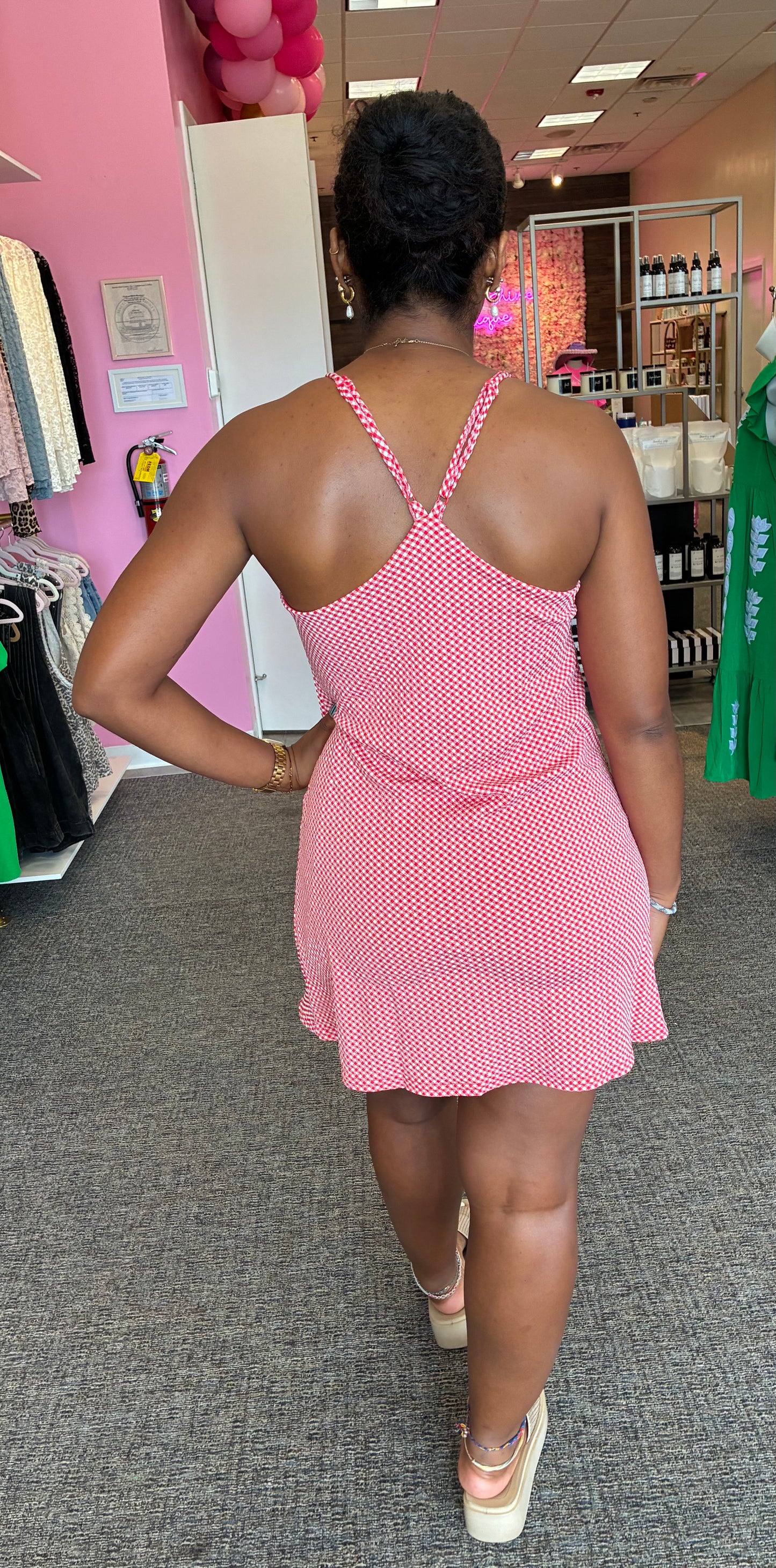 Checkered Tennis Dress- Red