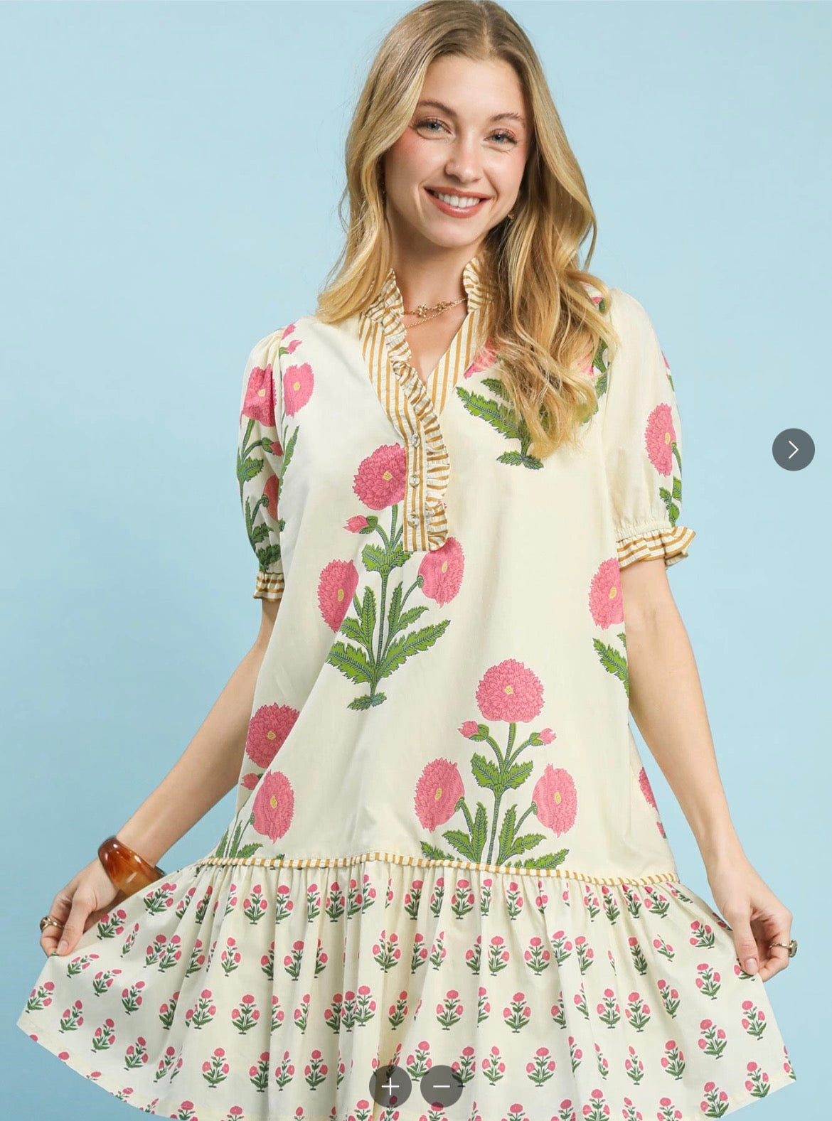 Cream Mix Floral Border Dress by Umgee