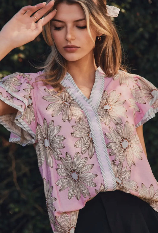 Pink Floral Blouse