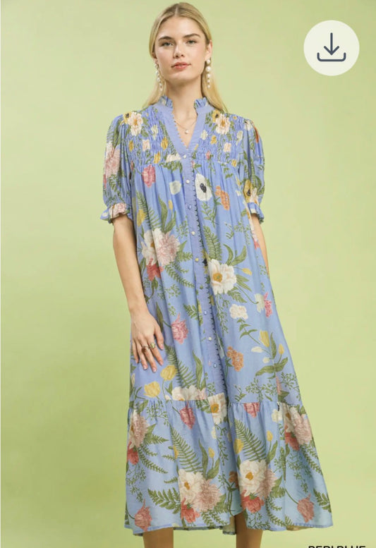 Periwinkle Floral Maxi by Umgee